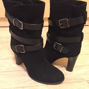 Black suede mid calf boot size 7.5